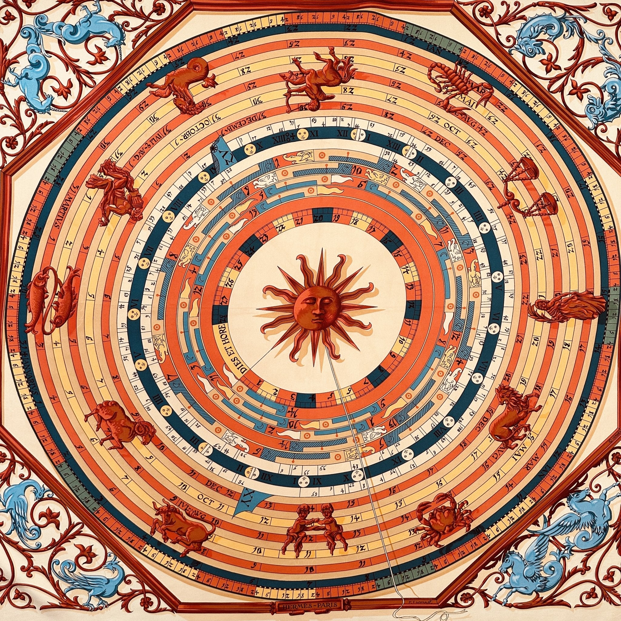 centre du foualrd foulard carre hermes en soie dies et hore