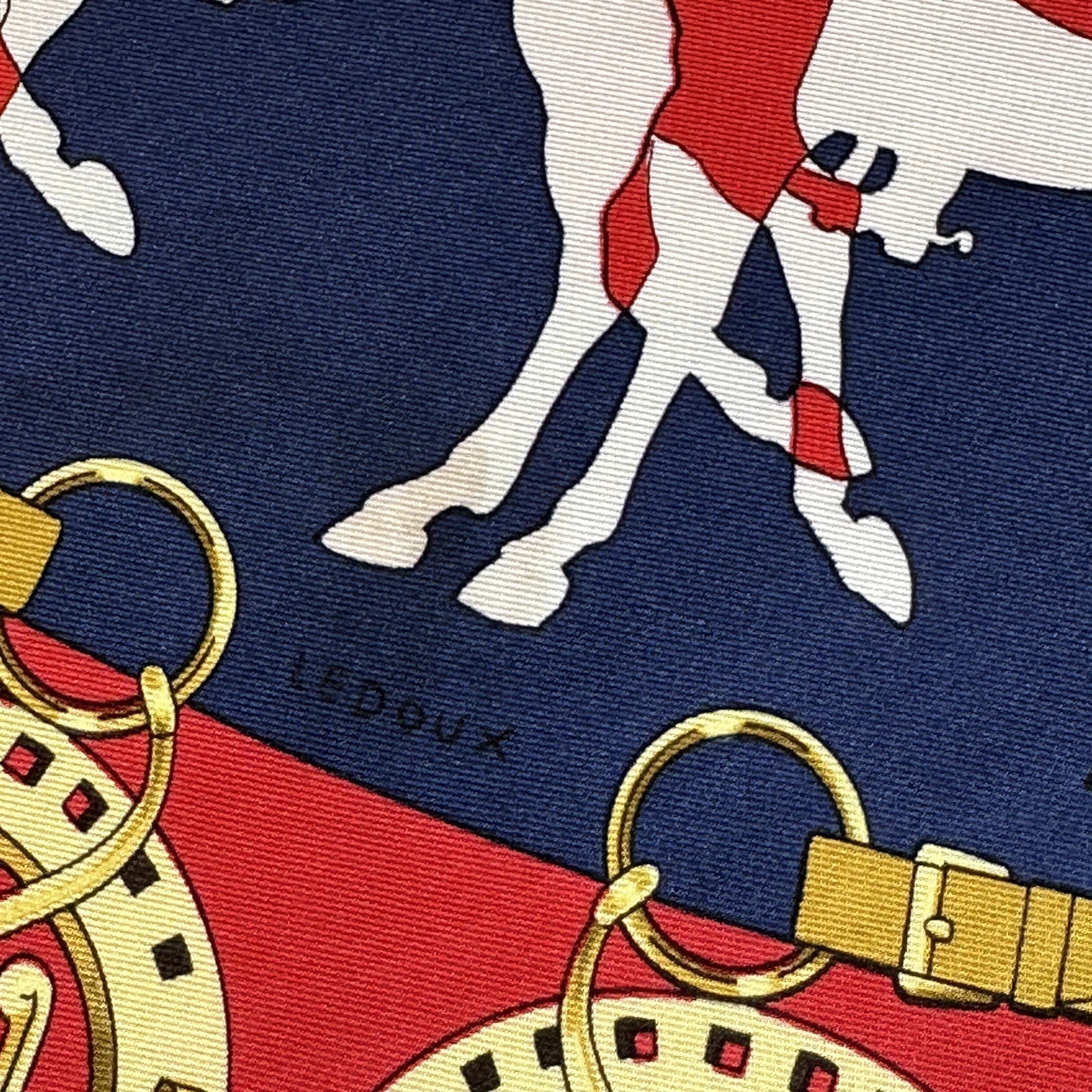 Signature Ledoux sur foulard vintage "Manège"
